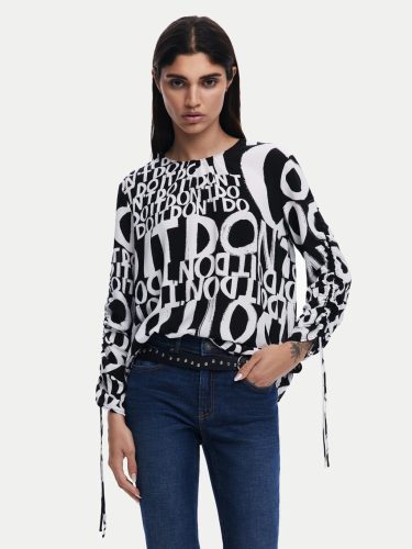 Desigual Nyomott Mintás Blúz - Női - Fekete/Fehér